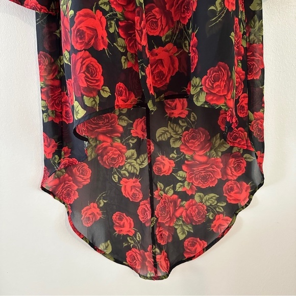 Windsor Black and Red Floral Kimono Blouse - Picture 3 of 9